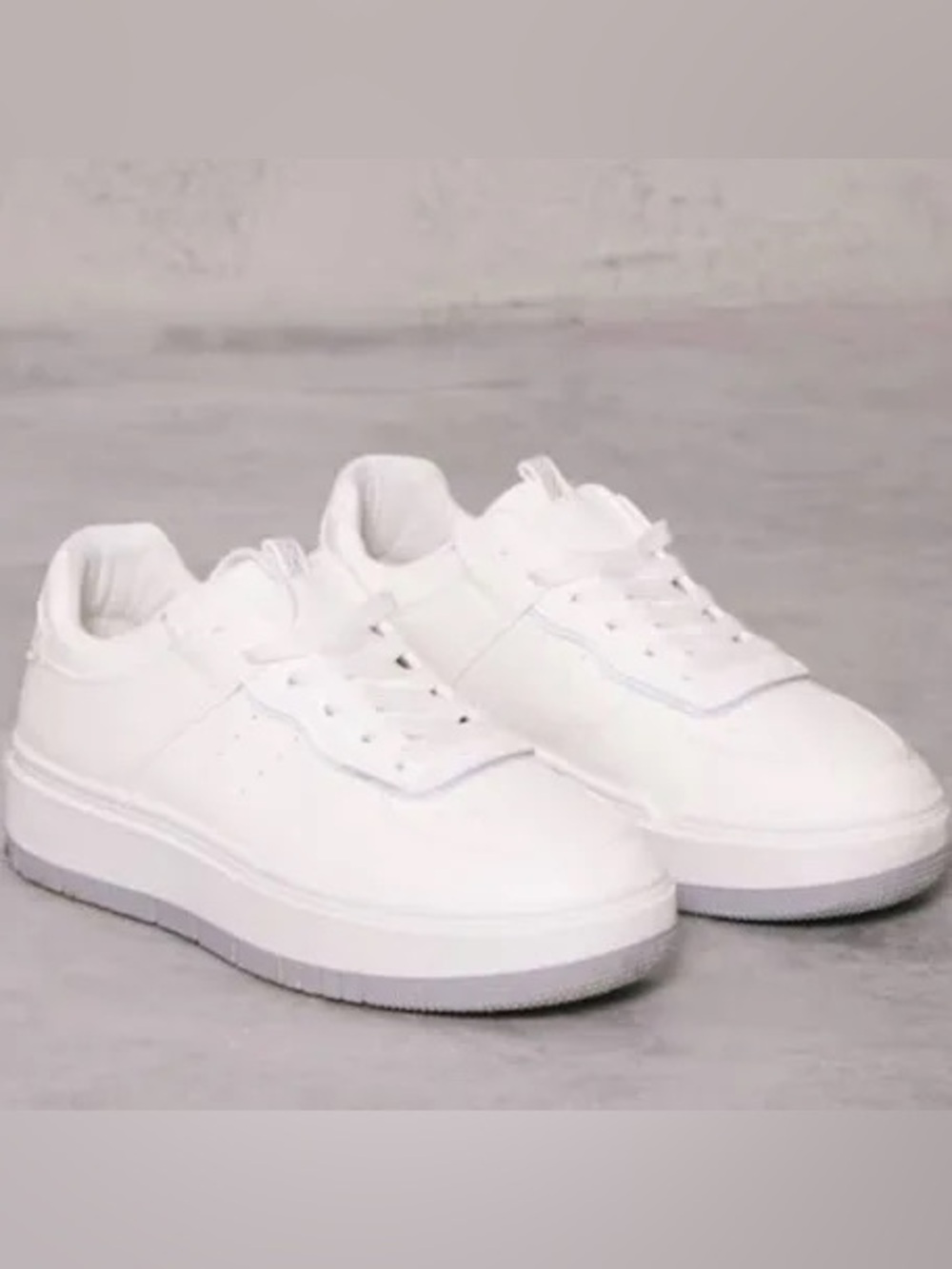 NWT Sz 8 PLT White Contrast Sole Chunky Platform Trainers Sneakers Low-Top - Picture 2 of 6